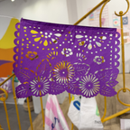 Papel picado 1/8 flores multi