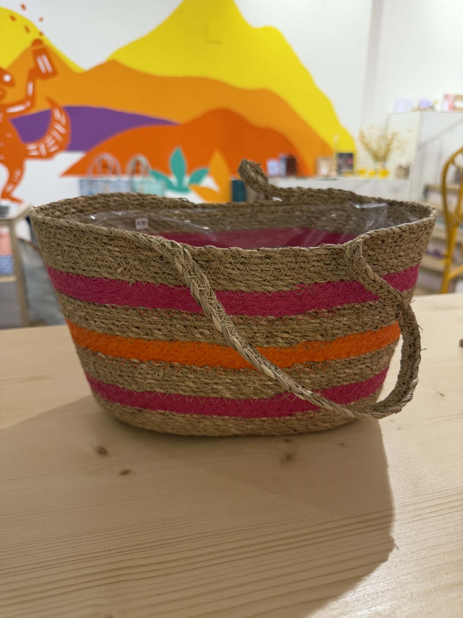 Tasche Korb rosa/orange gross