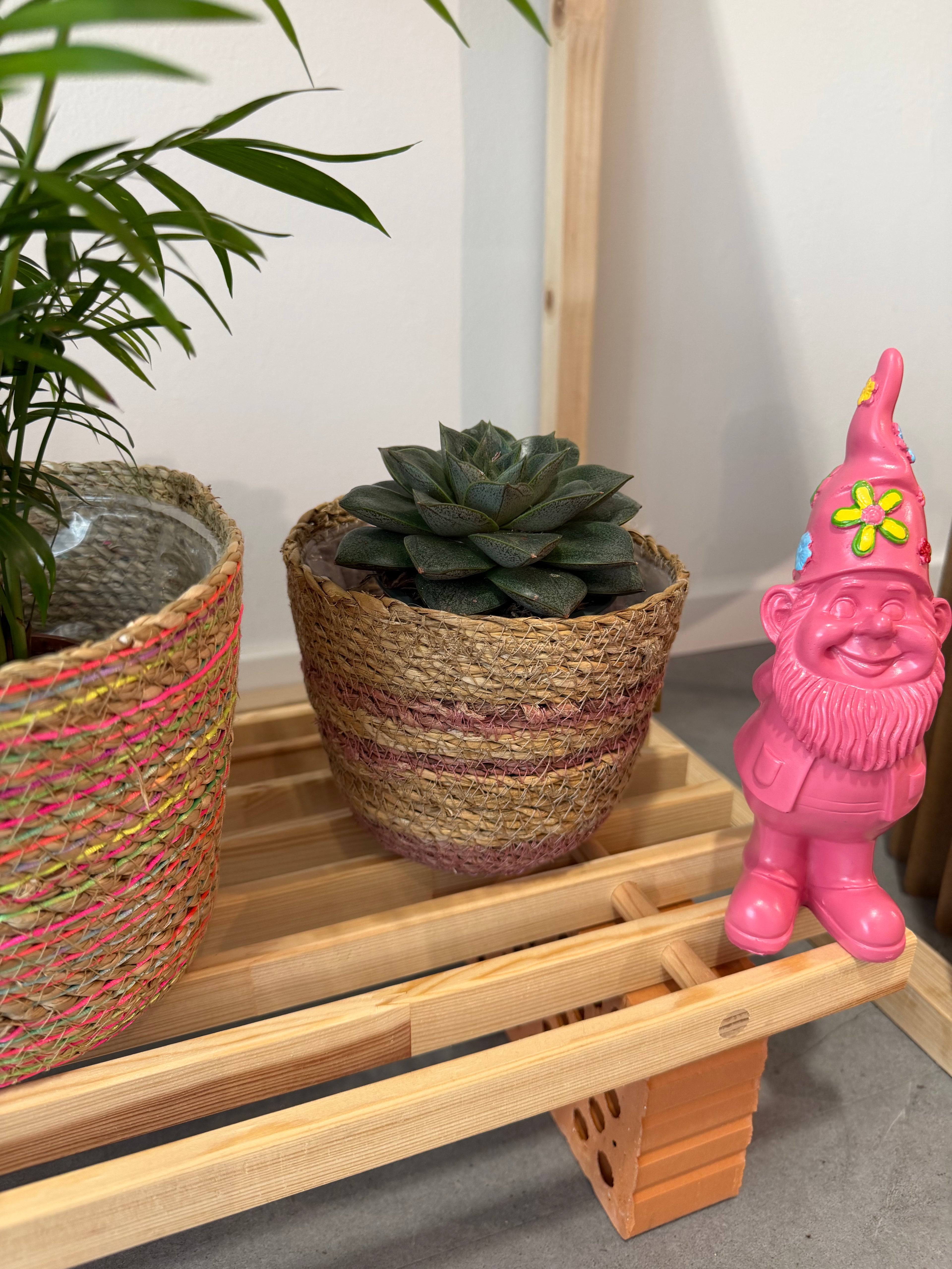 Korb kleine natur mit streifen rosa