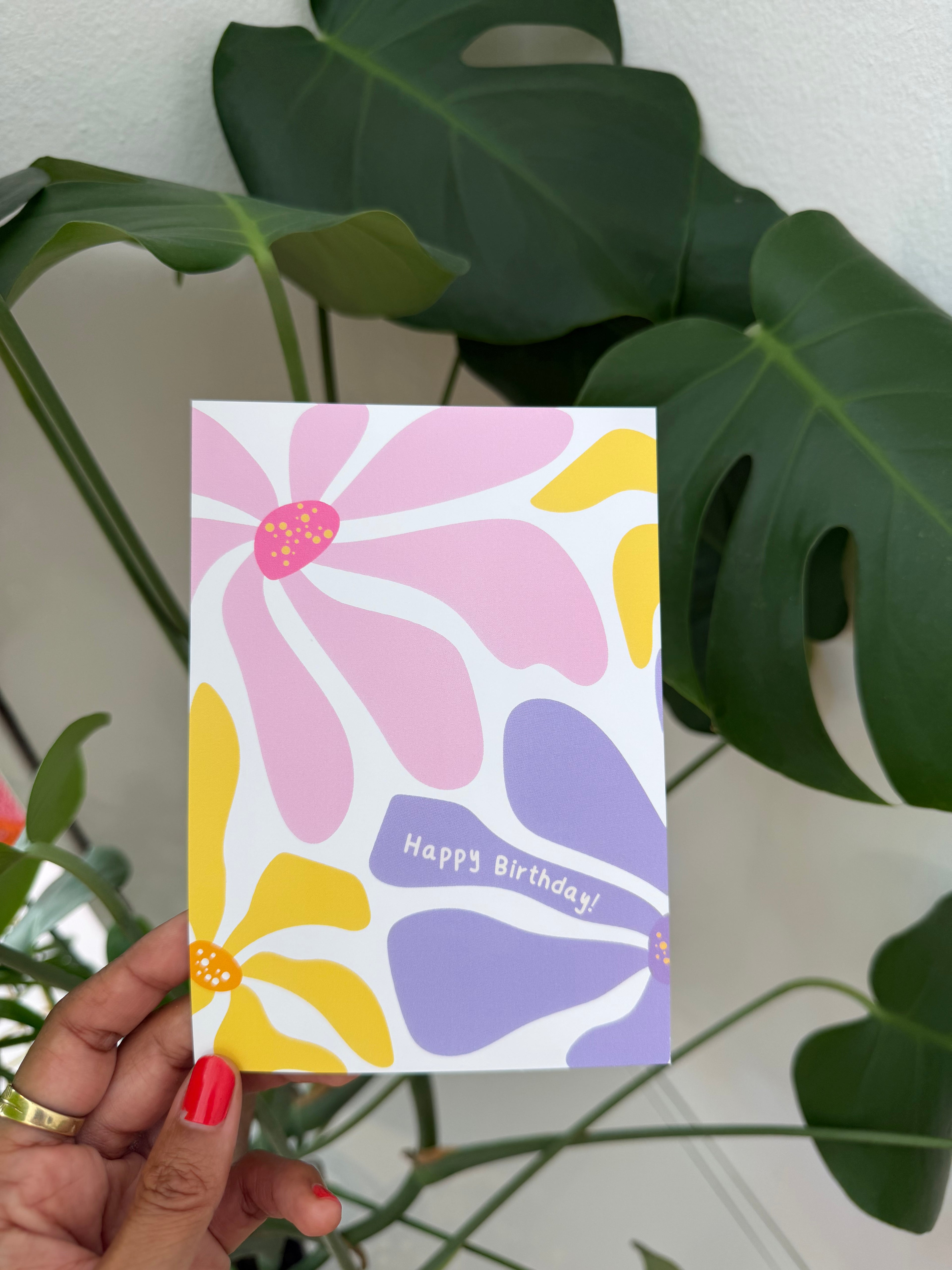 Postkarte Happy Birthday flores